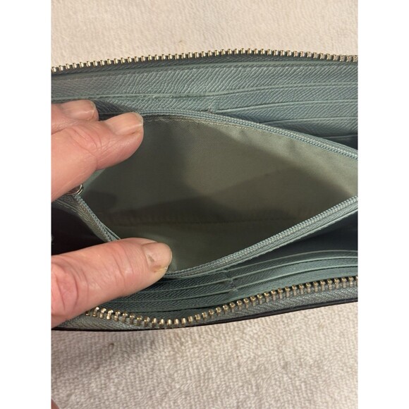 Coach Factory Wallet 6.75X3.75x2” Teal Leather Zip Around - Picture 5 of 11